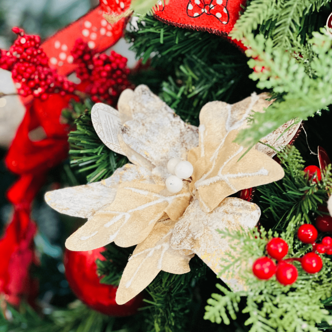 Flor Natalina Poinsetia Champanhe 20x20cm