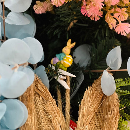 Jogo com 6 Prendedores de Coelho Com Ovo - 3,4cm Azul
