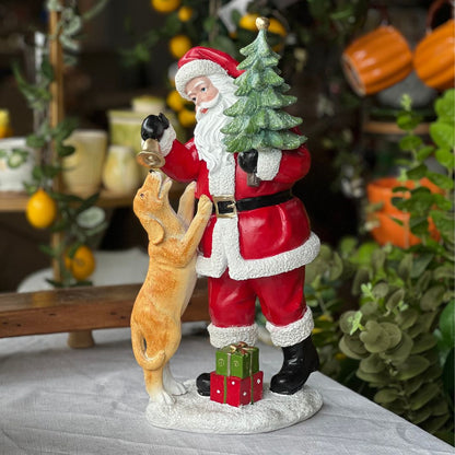 Papai Noel com Cachorrinho em Resina - 42cm