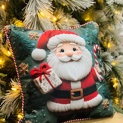 Capa Natalina Estampada Noel Com Cordao 43x43cm