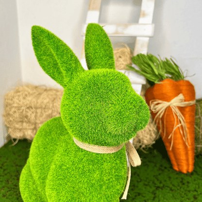 Coelho Musgo Verde De Resina Sentado 33cm