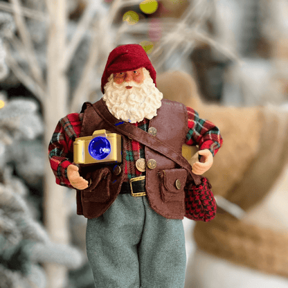 Papai Noel Colecionável Turista Com Led 30cm