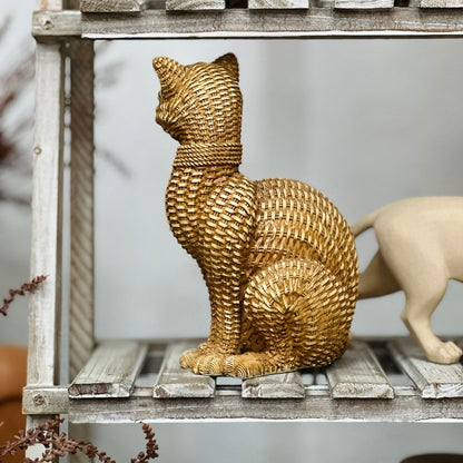 Gato Decorativo Dourado - 23,5cm