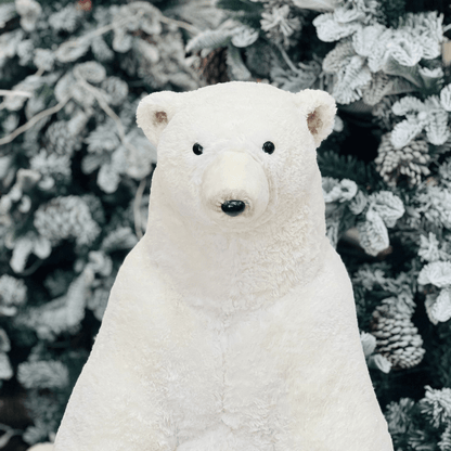 Urso Polar Natalino Mãe e Filhotes Com Glitter 100x50cm
