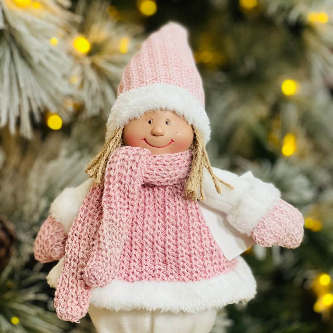 Boneca Rosa e Branco Em Pé 45cm