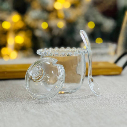 Açucareiro Cristal de Chumbo Coração Com Colher - 9,5x12cm