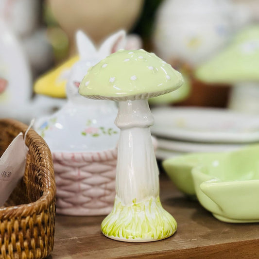 Mini Cogumelo Decorativo Verde Pastel - 14,5cm