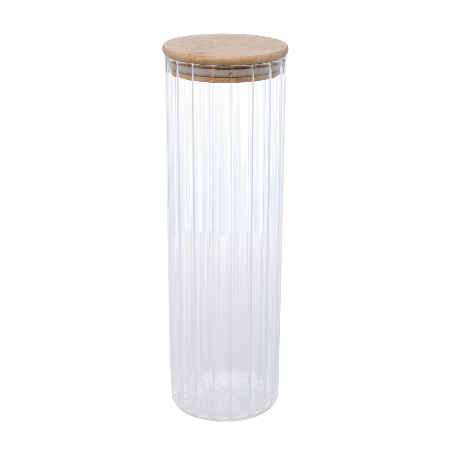 Pote De Vidro Com Tampa De Bambu - 1,3L