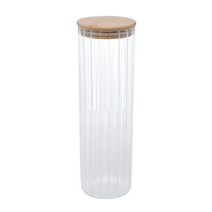 Pote De Vidro Com Tampa De Bambu - 1,3L