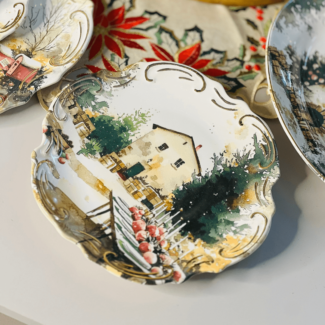 Prato Raso Noite de Neve de Cerâmica 28cm