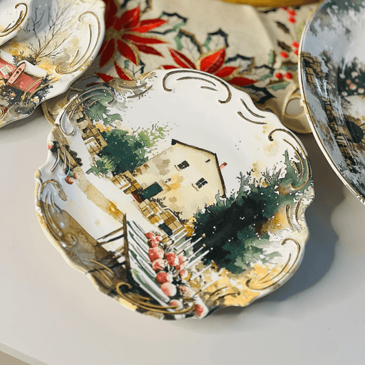 Prato Raso Noite de Neve de Cerâmica 28cm