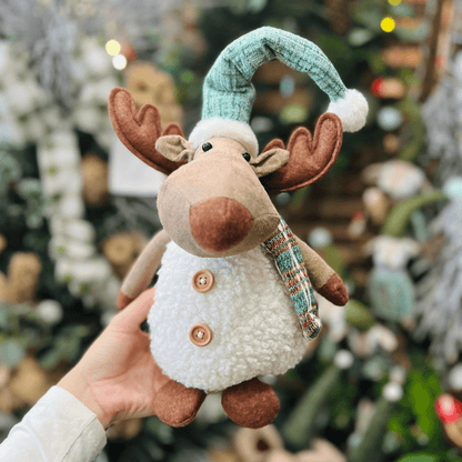 Rena Natalina de Pelucia Com Gorro Verde 25cm