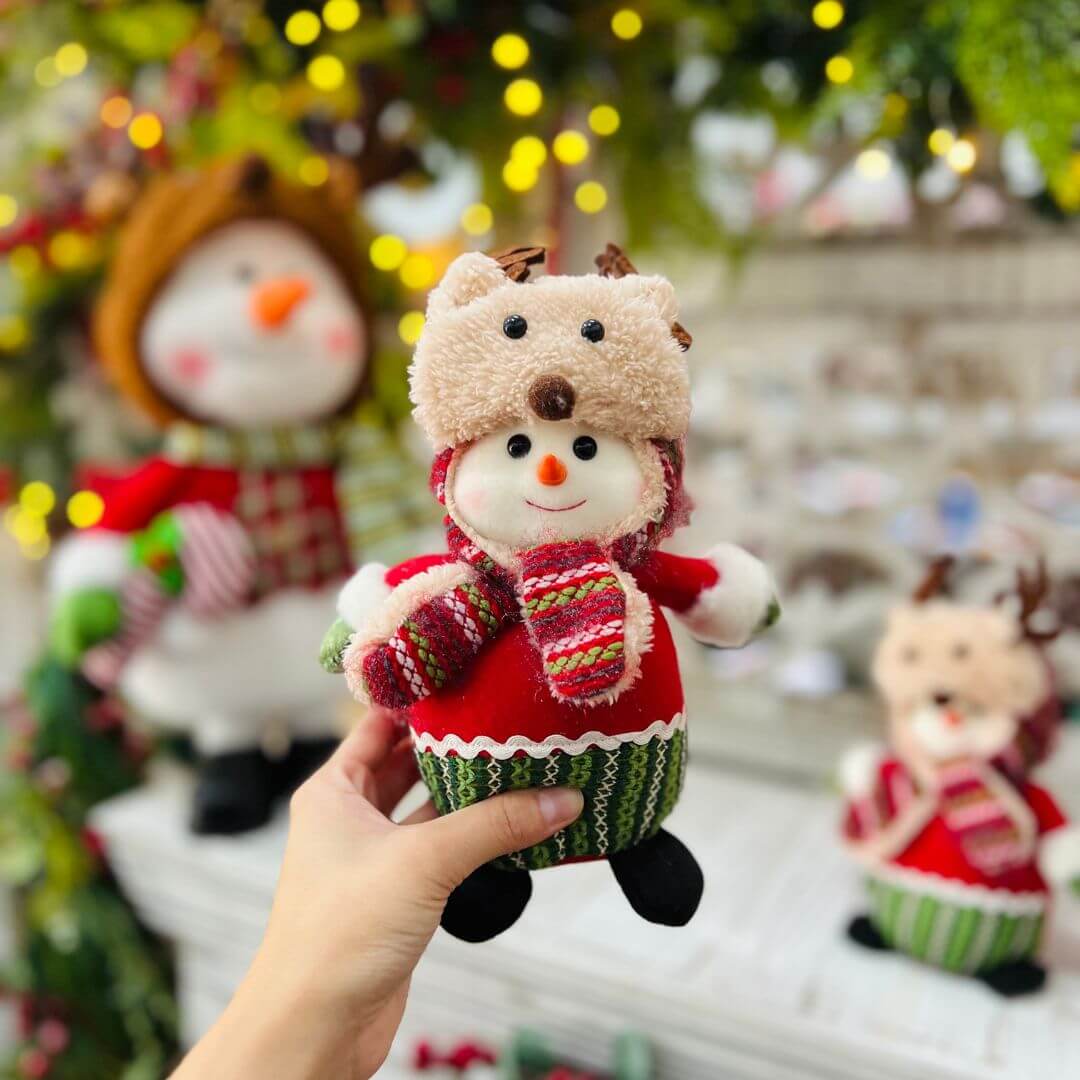 Boneco de Neve Vermelho e Verde - 17cm