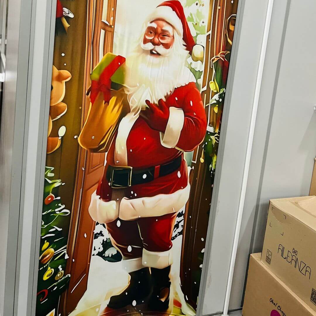 Cobre Porta Natalino Papai Noel Merry Vermelho – 90 x 210cm