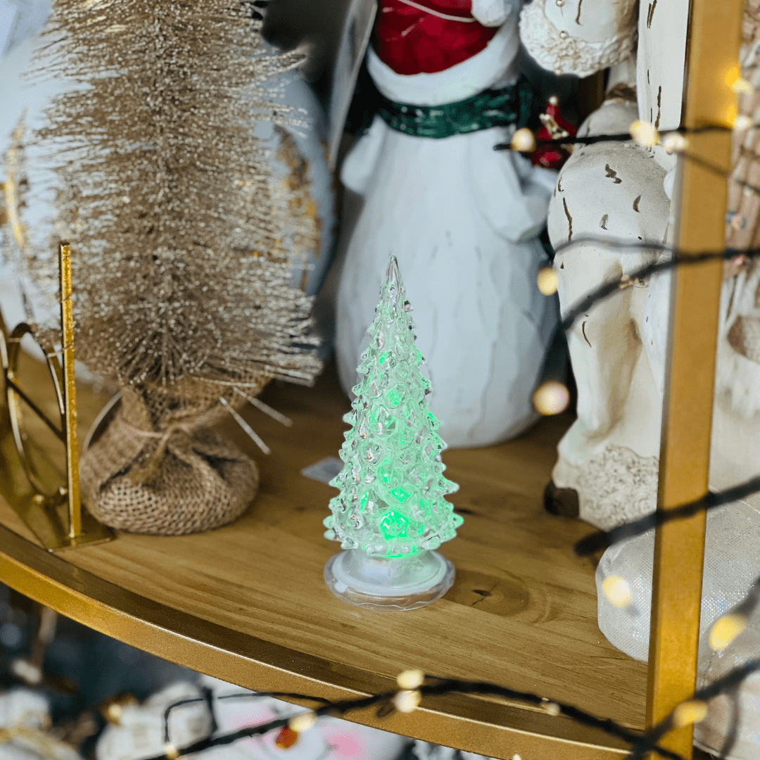 Árvore Natalina Transparente Com Led 6x6x15cm
