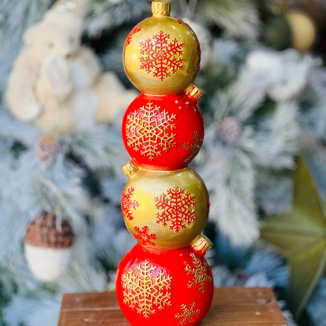 Enfeite Decorativo Bolas Natalinas Dourado e Vermelho - 52cm