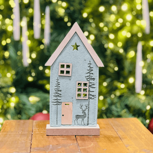 Casa Natalina Alce de Feltro e Mdf Verde 13,5x25,5cm - Handmade