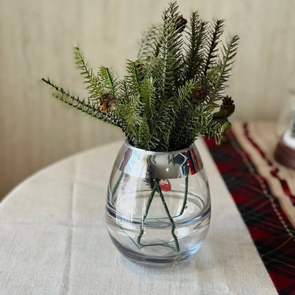 Vaso de Vidro Prata Transparente – 15cm