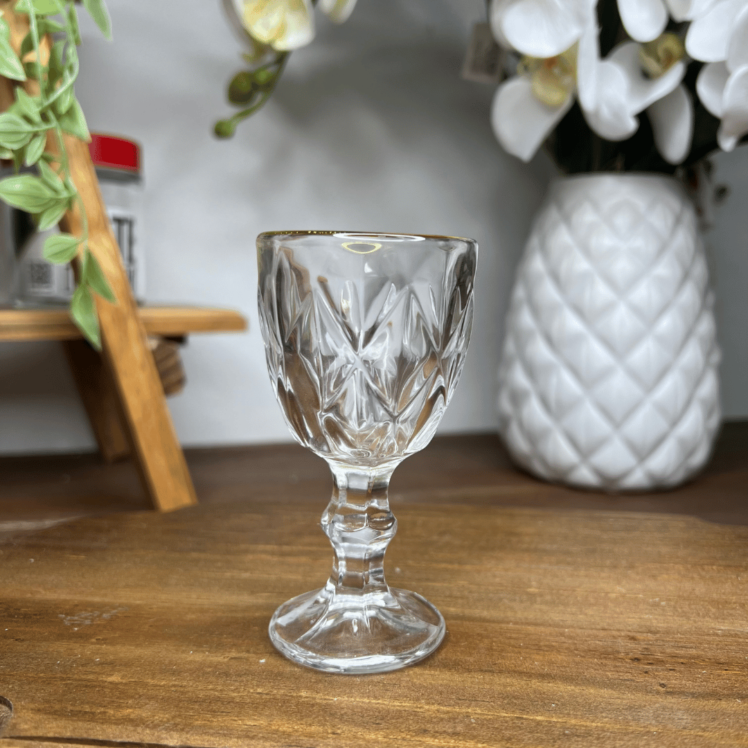 Taca de Licor de Vidro Com Fio de Ouro Diamond 50ml