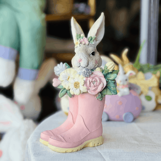 Coelho na Botinha de Resina 23cm