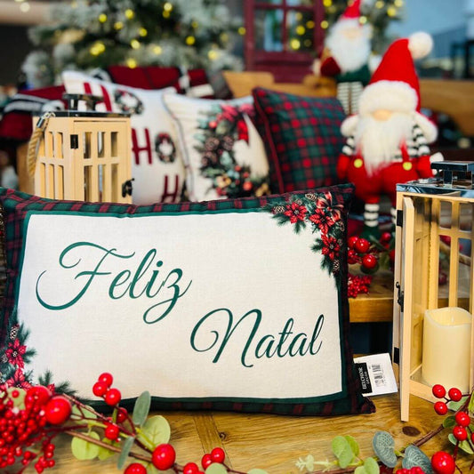 Capa Natalina Xadrez Feliz Natal - 35cmx55