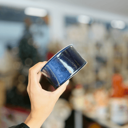 Fita Natalina Aramada Lisa Azul 6,3cm x 9,14m