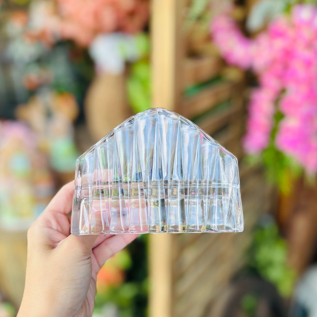 Porta Guardanapos de Cristal Radial - 7,5cmx12cmx10,5cm