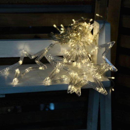 Cortina de Luz 12 Estrelas 138 LEDs Warm White – 3 x 1m 220V