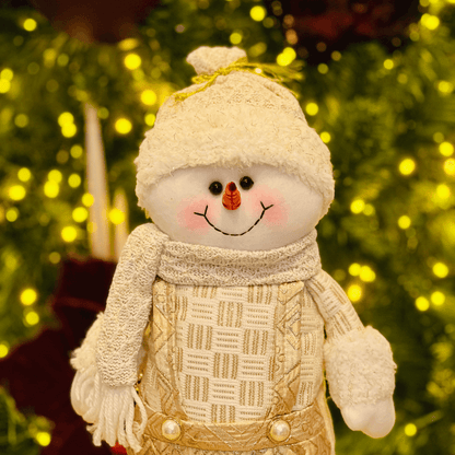 Boneco de Neve Natalino Em Pé Champanhe 39cm