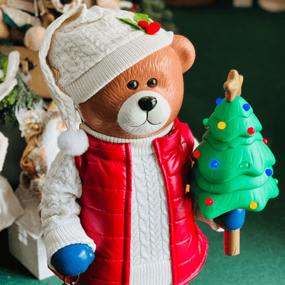Urso com Colete Puffer em PVC e LED – 90cm
