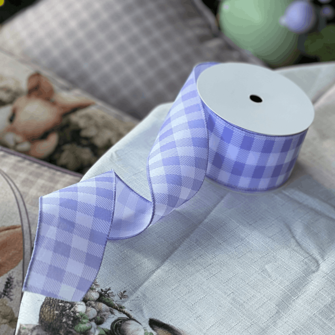 Fita Decorativa Aramada Xadrez Roxa 6,3cm x 9,14m