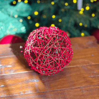 Bola Natalina Vermelha Azevinhos 12cm 1un