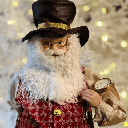 Decoração Papai Noel com Relógio - 45 cm