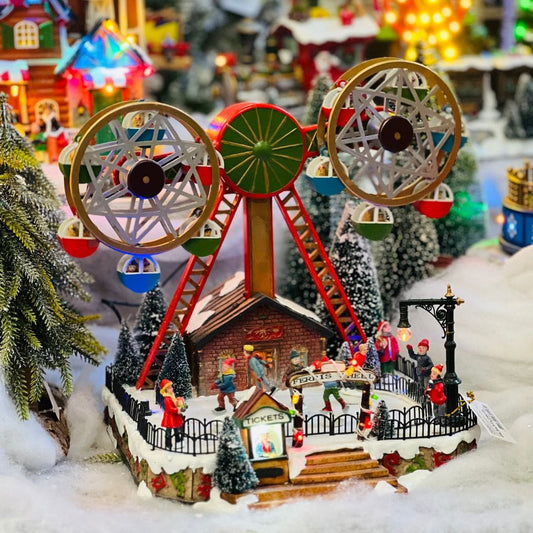 Parque Natal Roda Gigante Dupla Com Led, Som e Movimento Bivolt 28,5x31x29cm