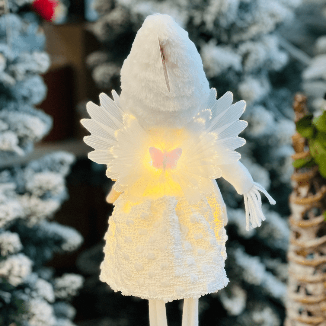 Fada Natalina Em Pé Branca Com Led 53cm