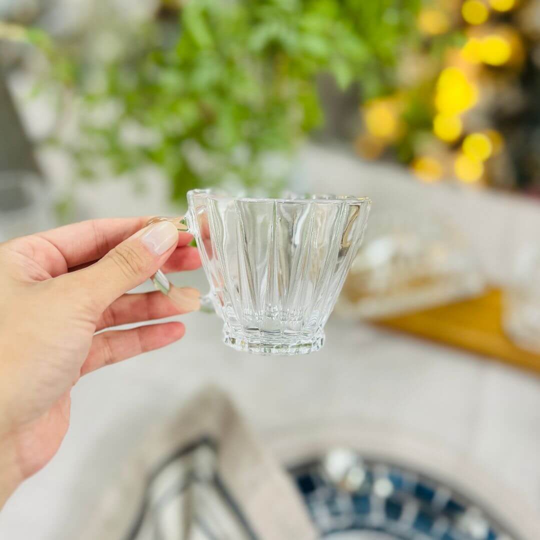 Conjunto de 2 Xícaras Com Pires Para Chá de Cristal Ecologico Com Pires Radial - 180ml