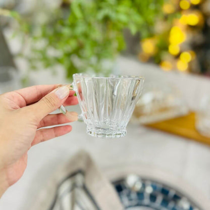 Conjunto de 2 Xícaras Com Pires Para Chá de Cristal Ecologico Com Pires Radial - 180ml