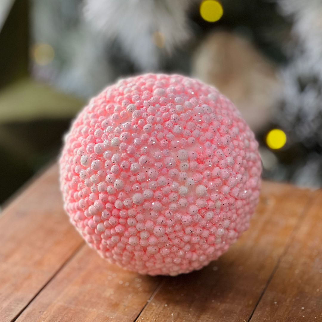 Bola Decorada de Natal Rosa - 15cm