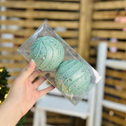 Bola Decorada Verde – 10cm | 2 Unidades