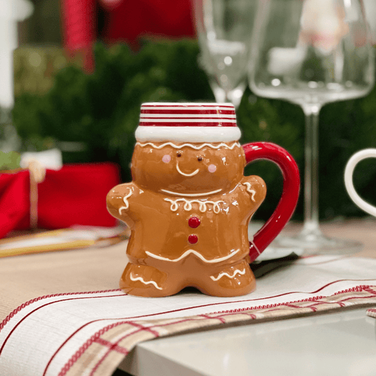 Caneca Natalina de Cerâmica Em Formato de Ginger 350ml 12cm