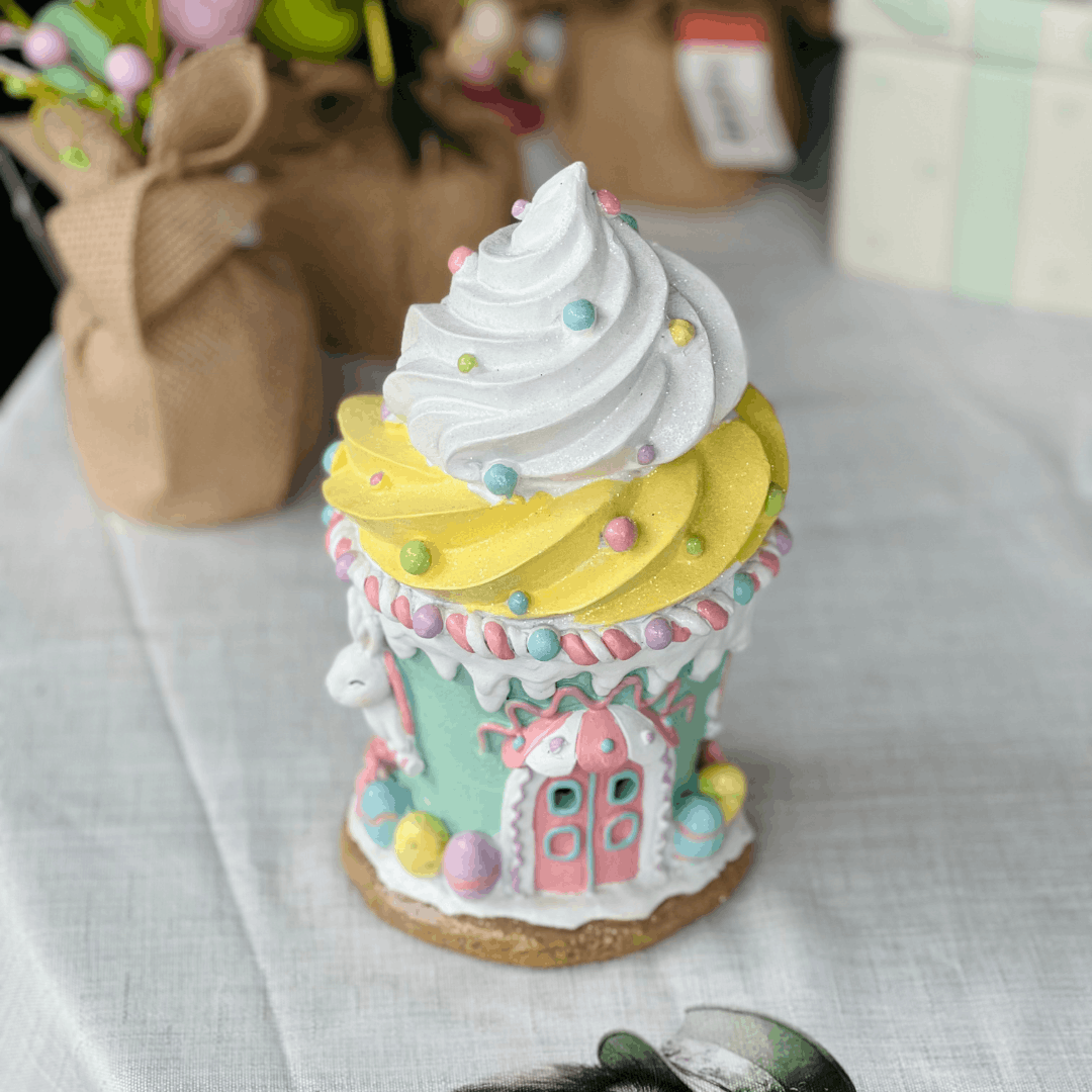 Casinha Cupcake de Páscoa de Resina 23cm