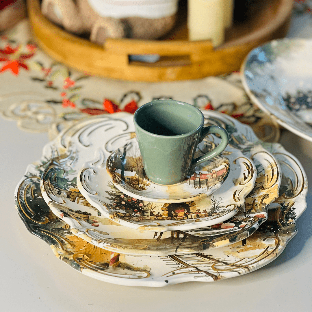 Sousplat Noite de Neve de Cerâmica 34cm