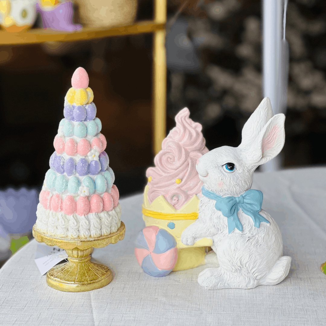 Árvore Decorativa de Ovinhos Candy de Resina 24cm