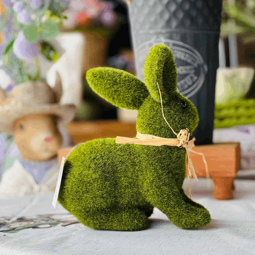 Coelho Decorativo Musgo Verde 21cm