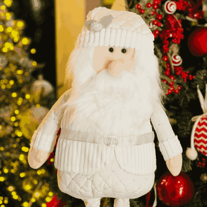 Papai Noel Em Pé Branco e Prata 1m x 36cm - Extensível