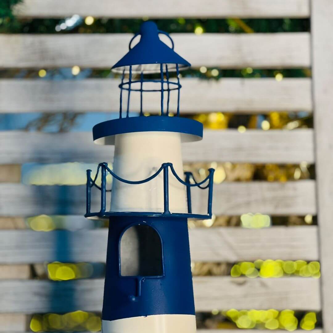Farol Decorativo Grande Azul  - 61x22x22cm