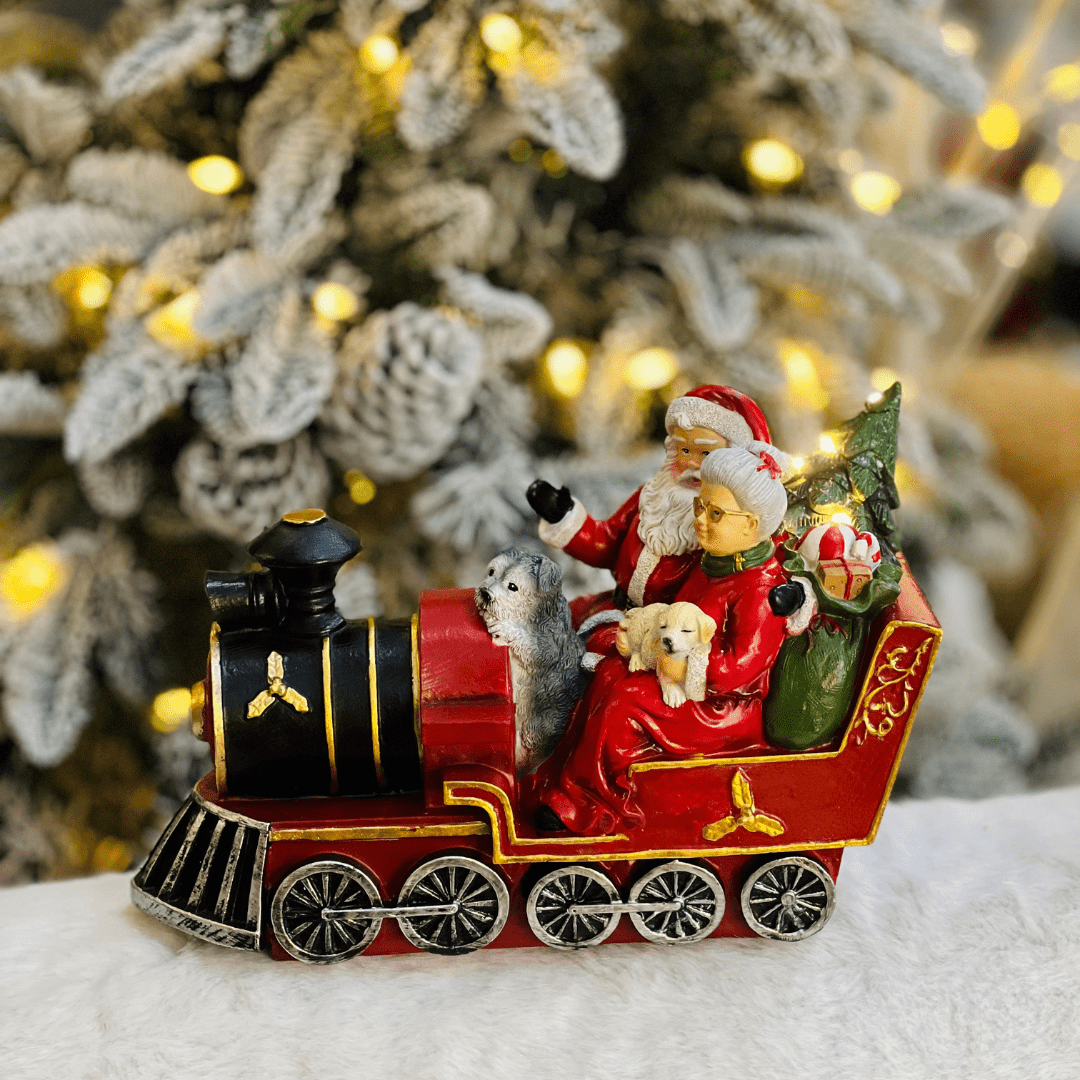 Trem do Noel Com Led de Resina 21,5x32cm