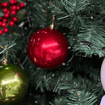 Jogo 4 Bolas Natalinas Verde e Vermelho 10cm