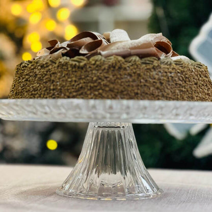 Prato para Bolo de Cristal de Chumbo Com Pé Radial - 31,5x10cm