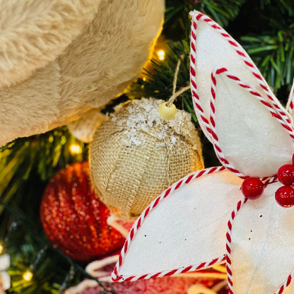 Caixa com 2 Bolas de Natal Decorada Natural 8cm